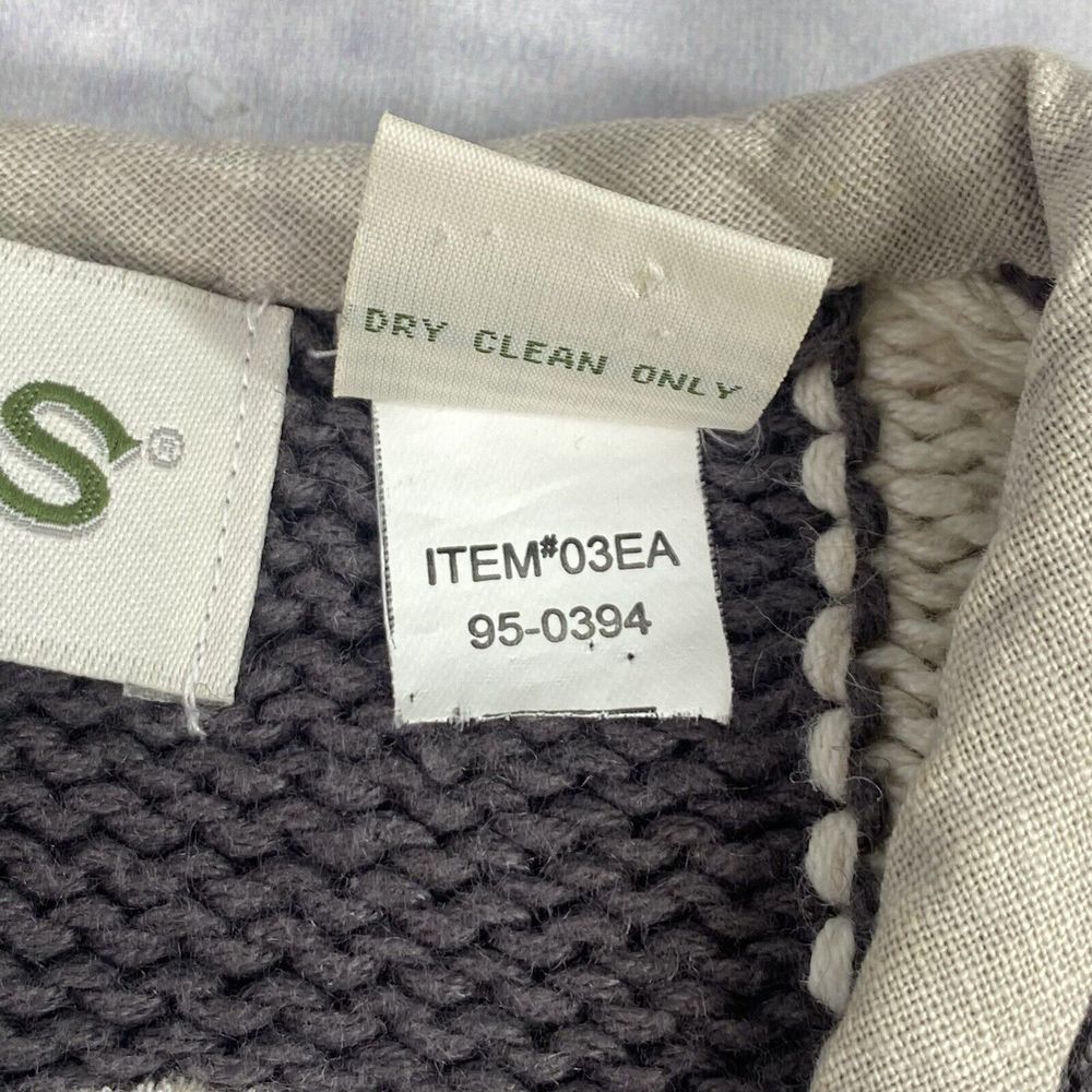 Orvis Womens Sweater Size S Beige Gray Cardigan Embroidered Leaves Cottage VTG - Picture 4 of 16